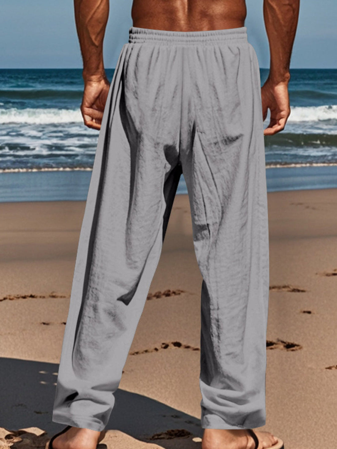 Men's Plus Size Button Fly Drawstring Casual Pants