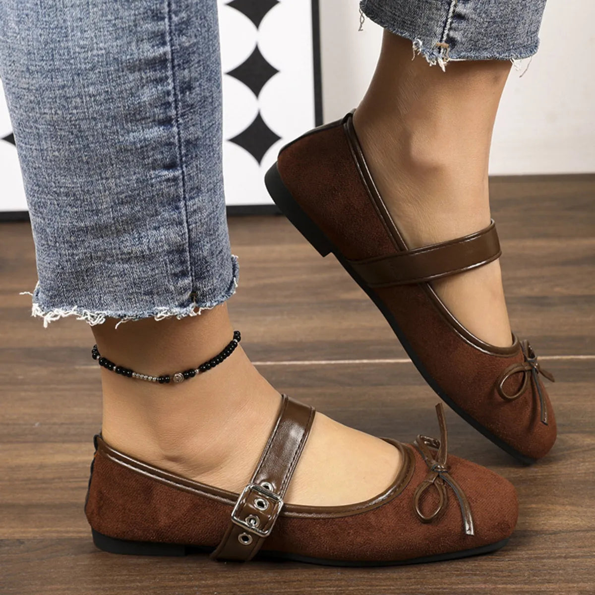 Square Toe Flats Slip On Casual Women's Shoes