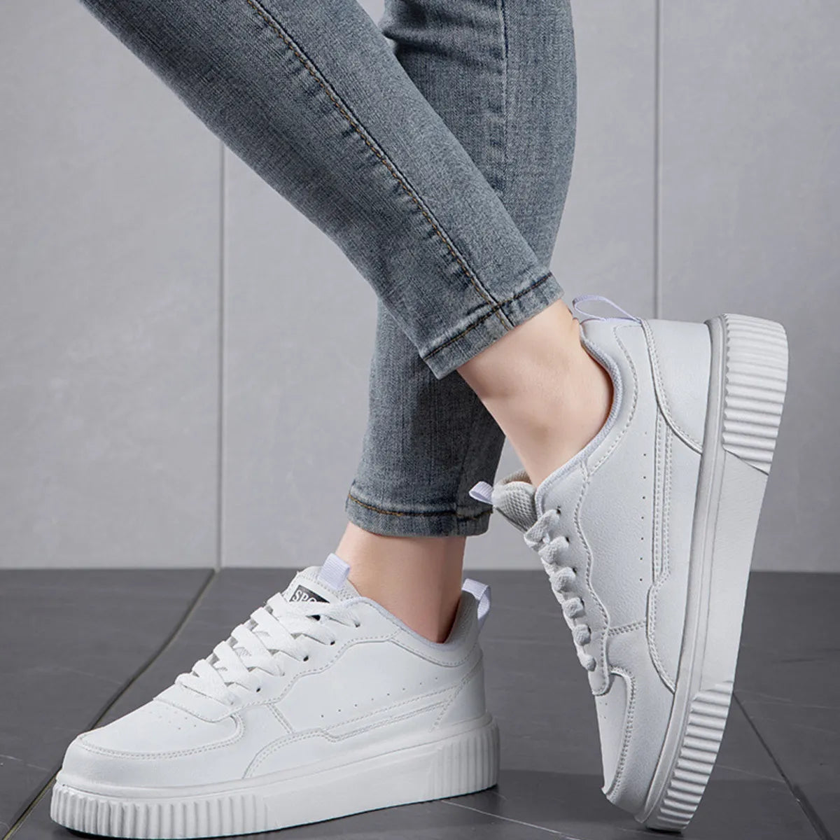 Lace Up Contrast Platform Sneakers Casual Women's Shoes