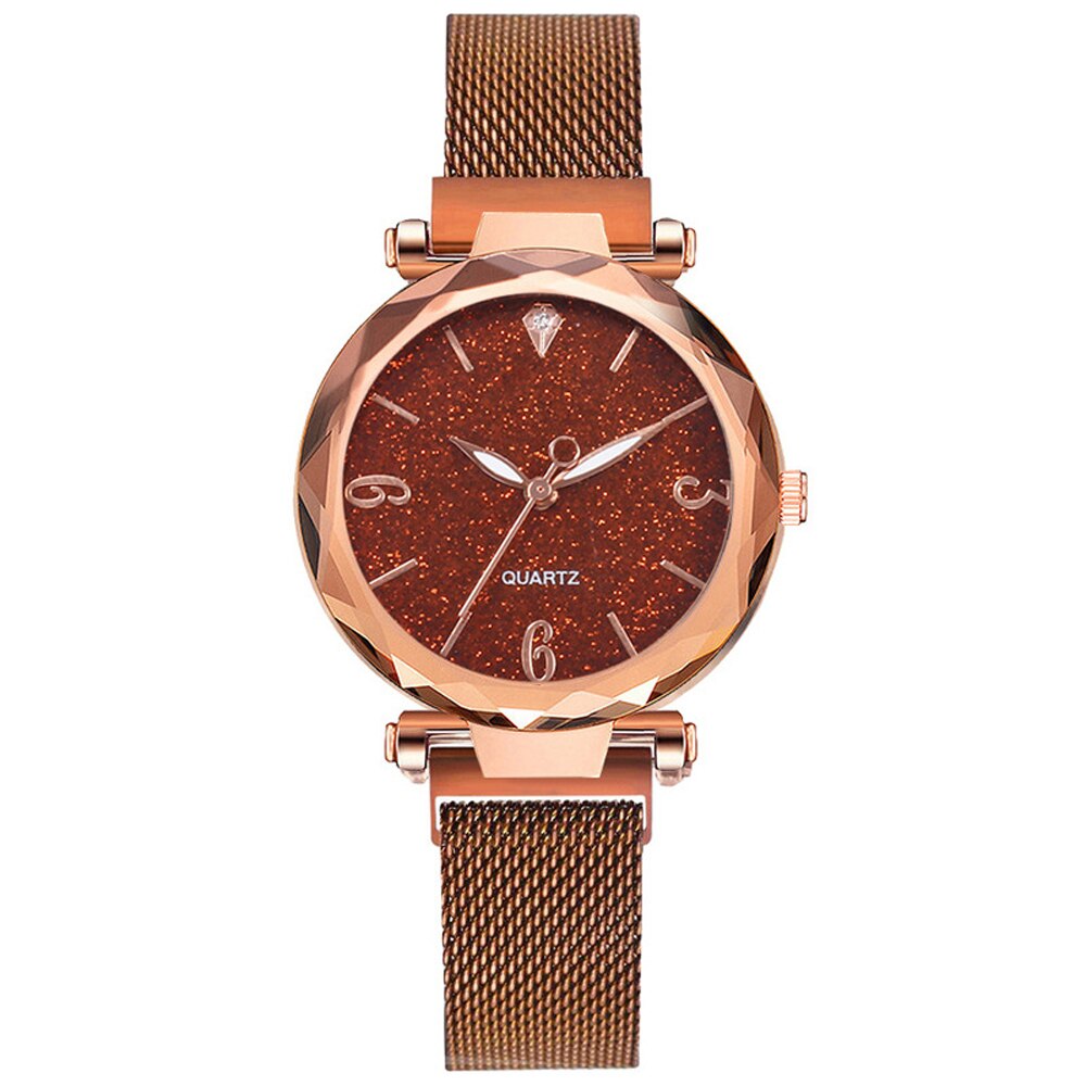 Women's Rose Gold Starry Sky Magnetic Mesh Watch