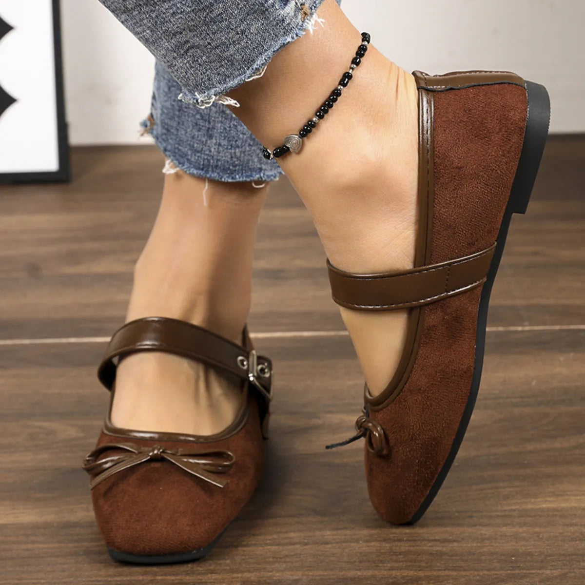 Square Toe Flats Slip On Casual Women's Shoes