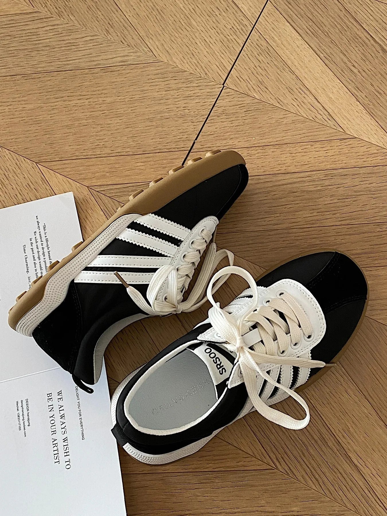 Striped Lace Up Sneakers Casual Women's Shoes