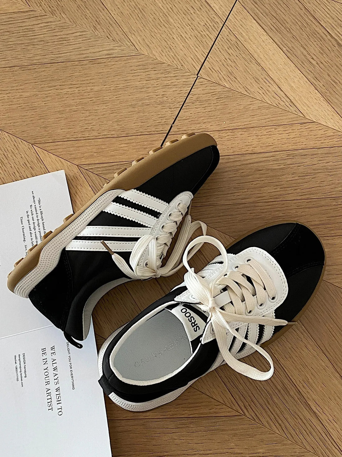 Striped Lace Up Sneakers Casual Women's Shoes