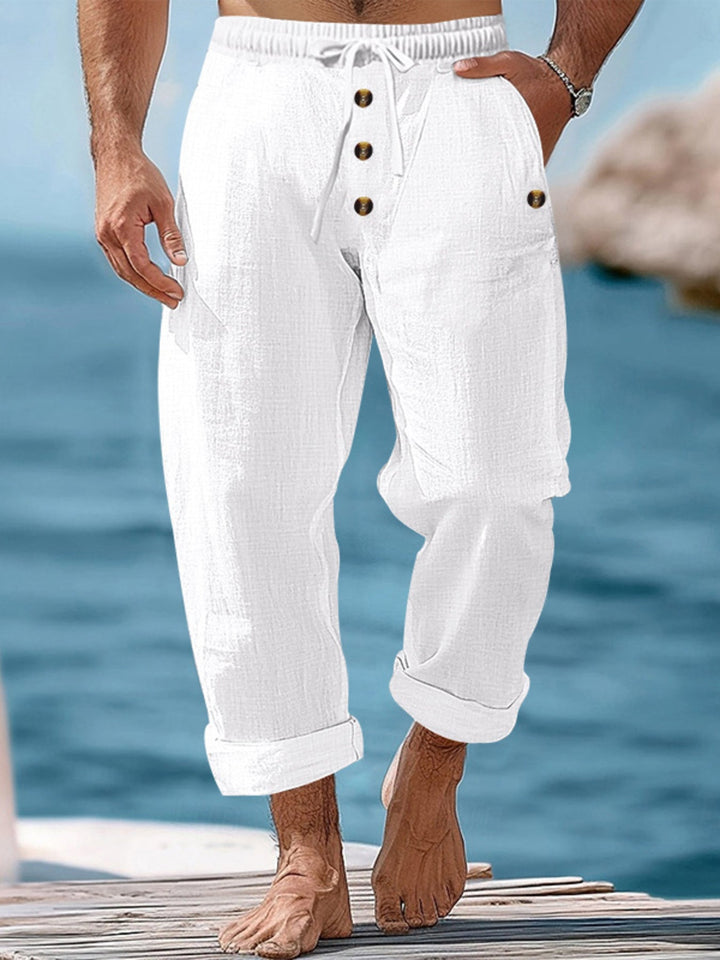 Men's Plus Size Button Fly Drawstring Casual Pants