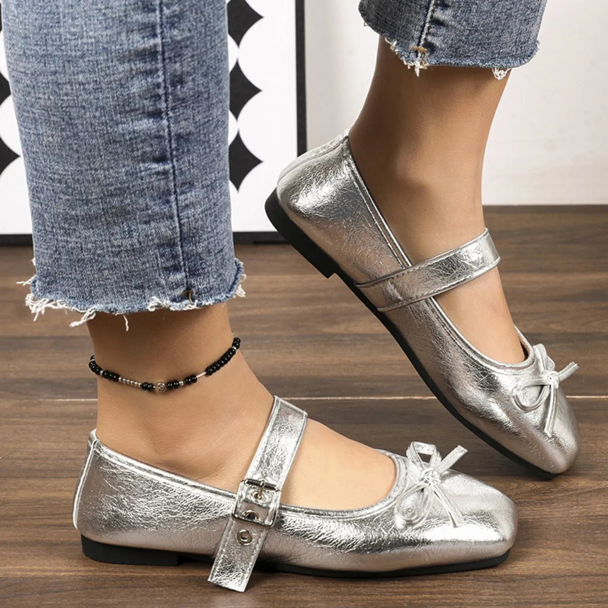 Square Toe Flats Slip On Casual Women's Shoes