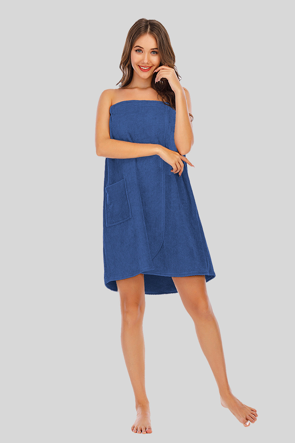 Women's Strapless Robe With Convenient Pocket For Lounging