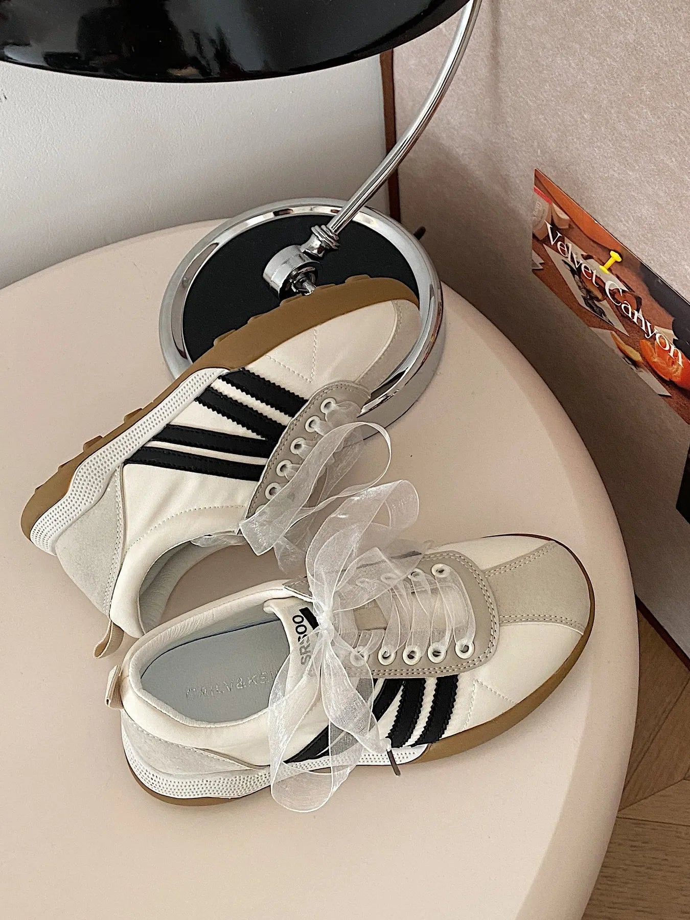 Striped Lace Up Sneakers Casual Women's Shoes