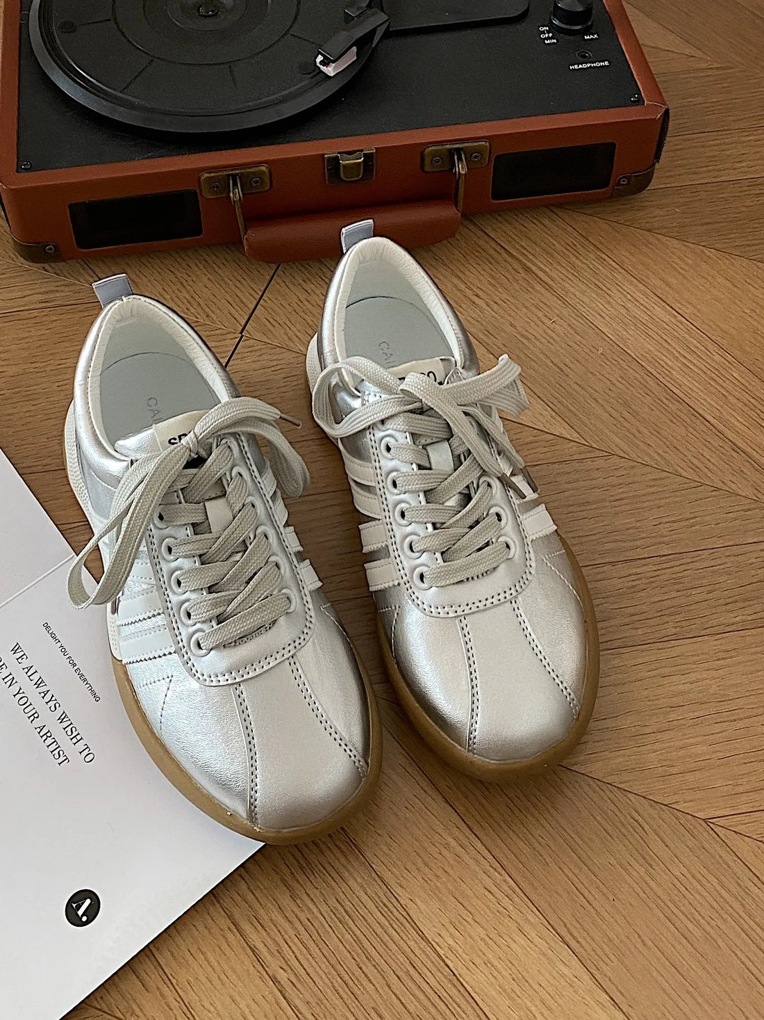 Striped Lace Up Sneakers Casual Women's Shoes