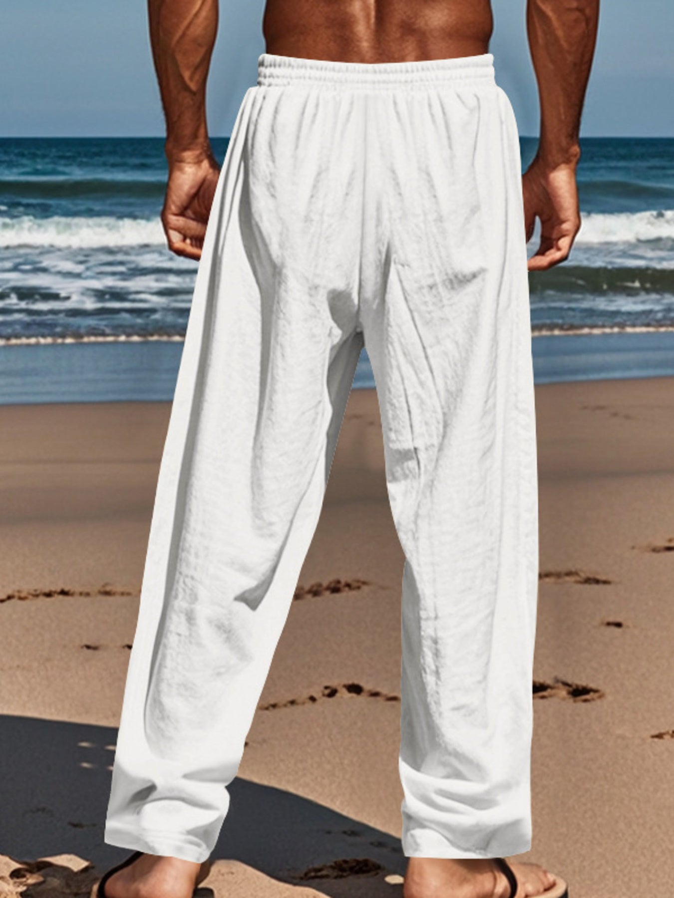Men's Plus Size Button Fly Drawstring Casual Pants