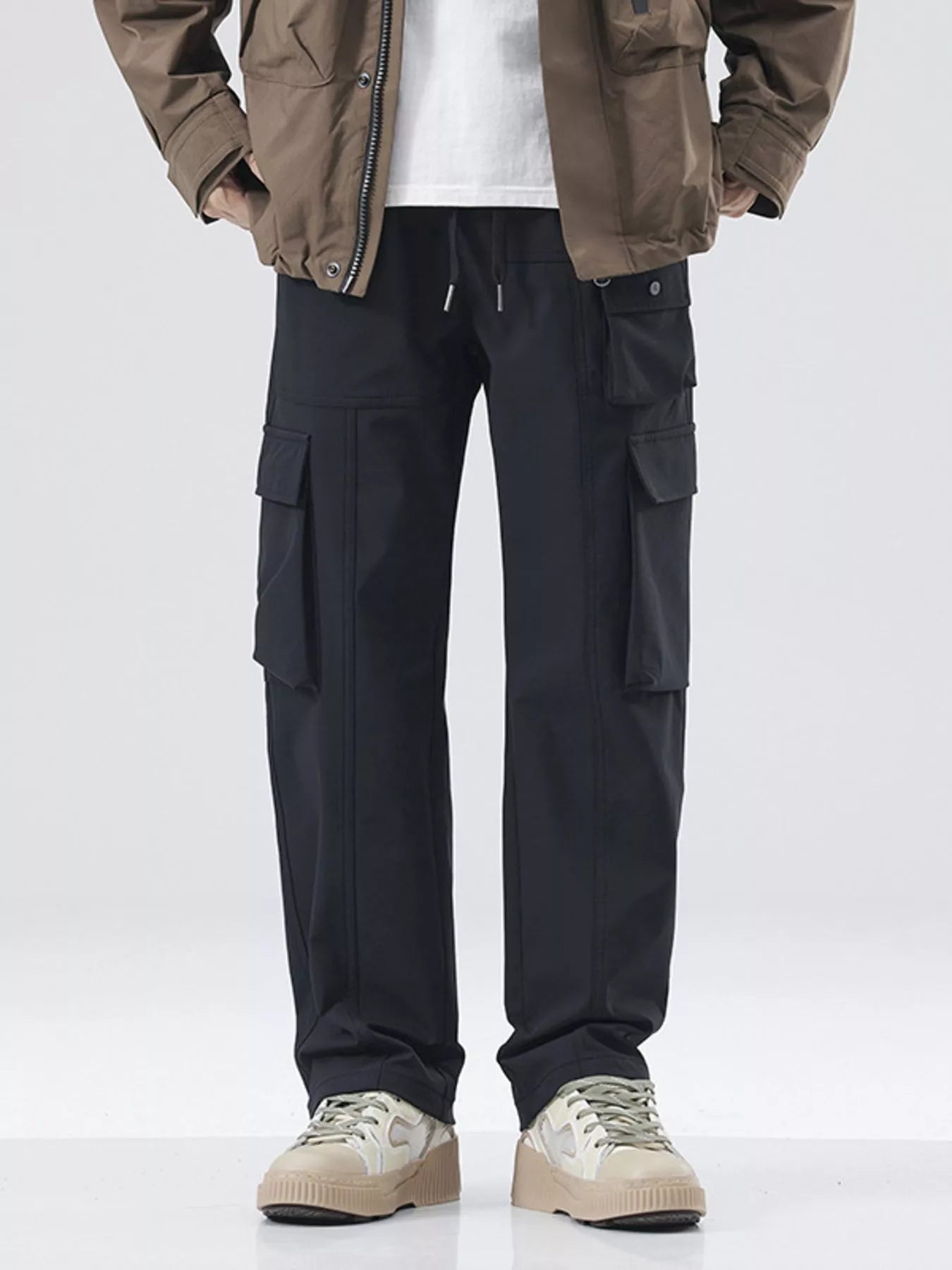 Men's Plus Size Drawstring Wide Leg Casual Pants