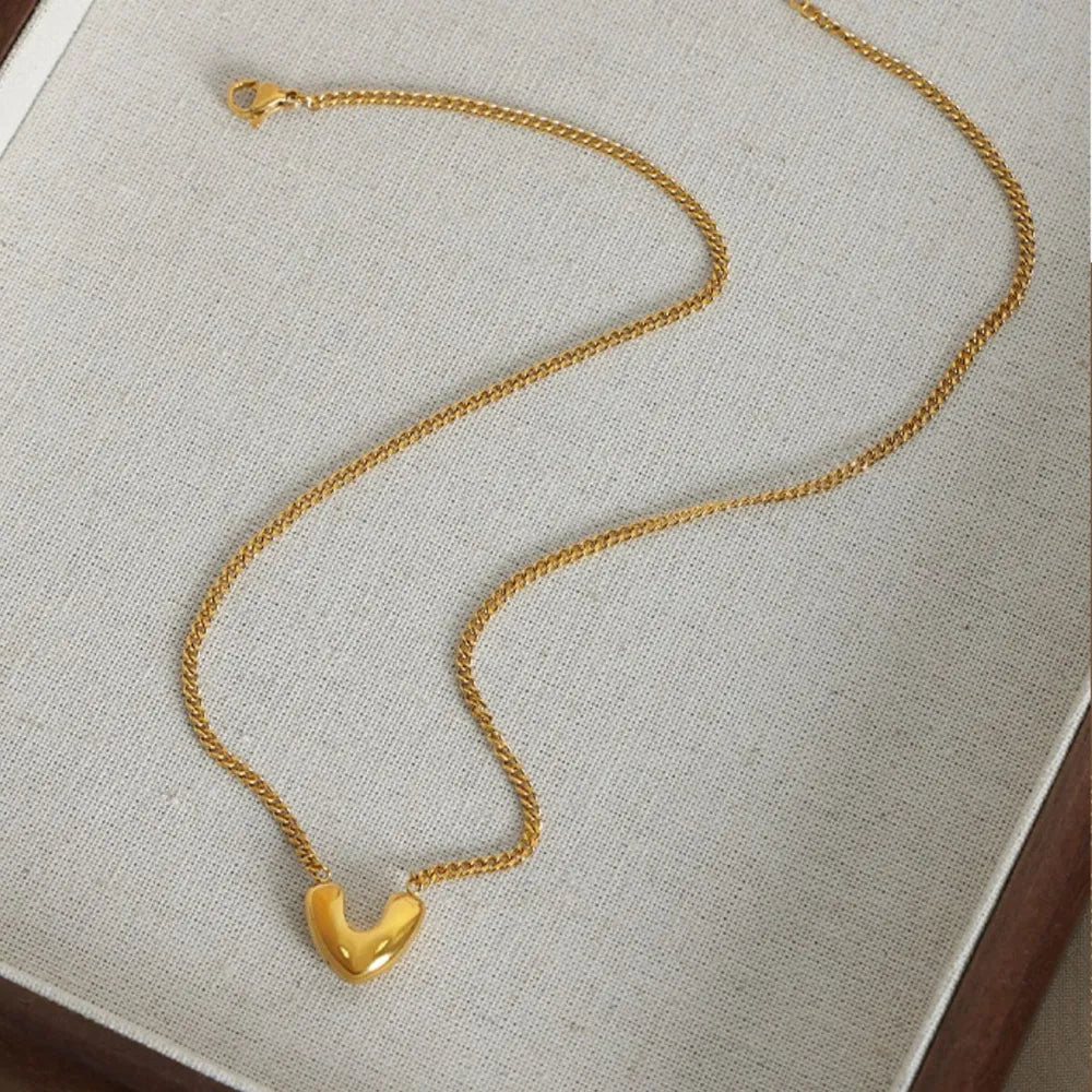 Women's Gold Plated Heart Pendant Necklace For Everyday