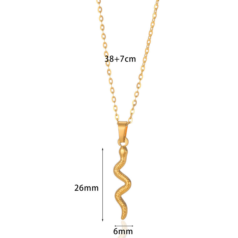 Women's Retro Snake Pendant Gold Plated Stainless Steel Necklace