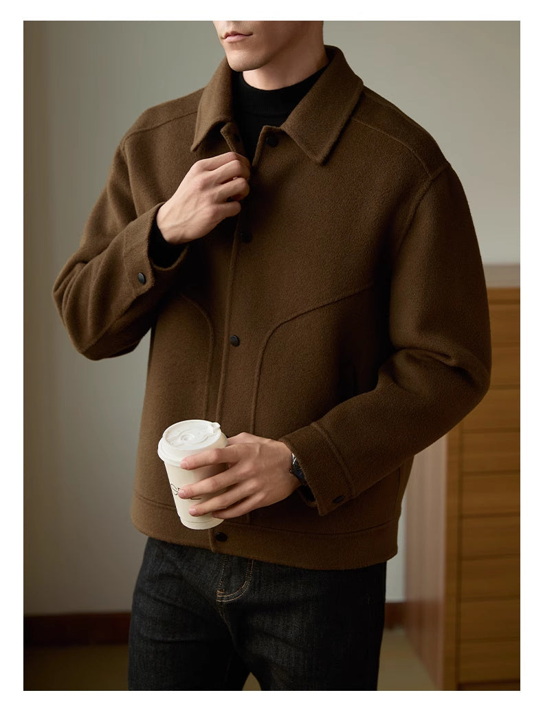 Men's Double Faced Woolen Polo Collar Winter Coat