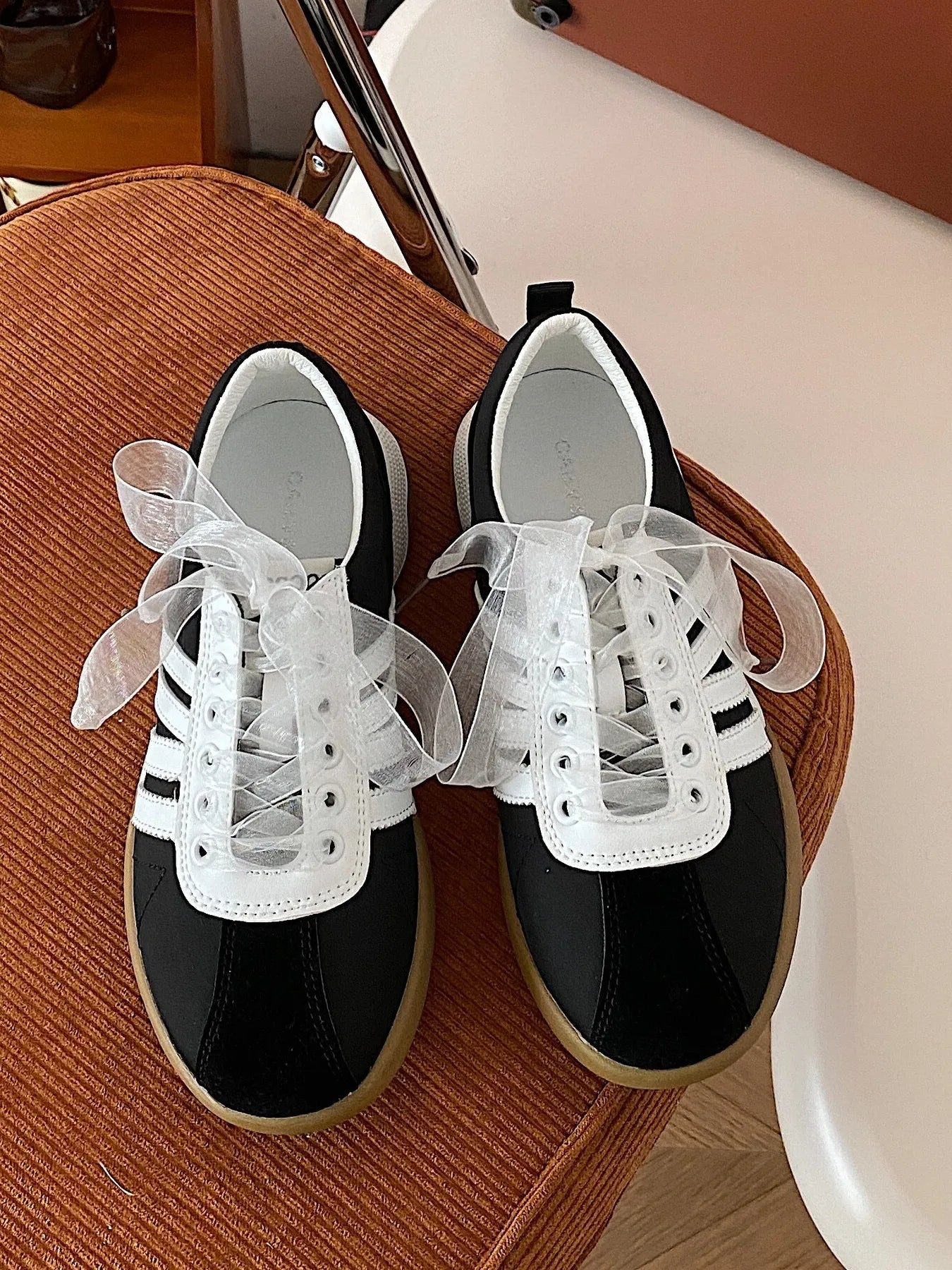 Striped Lace Up Sneakers Casual Women's Shoes
