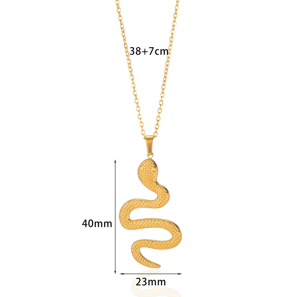 Women's Retro Snake Pendant Gold Plated Stainless Steel Necklace