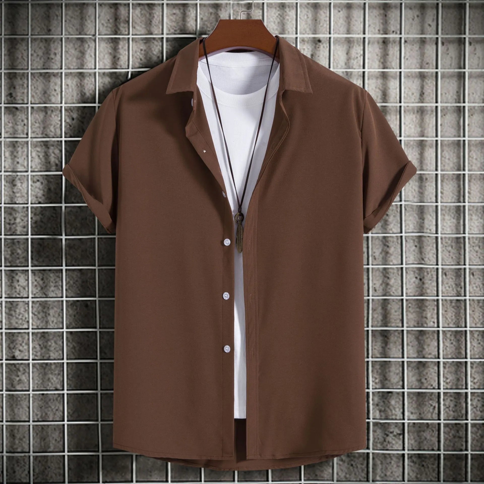 Men's Plus Size Casual Short Sleeve Button Up Shirt