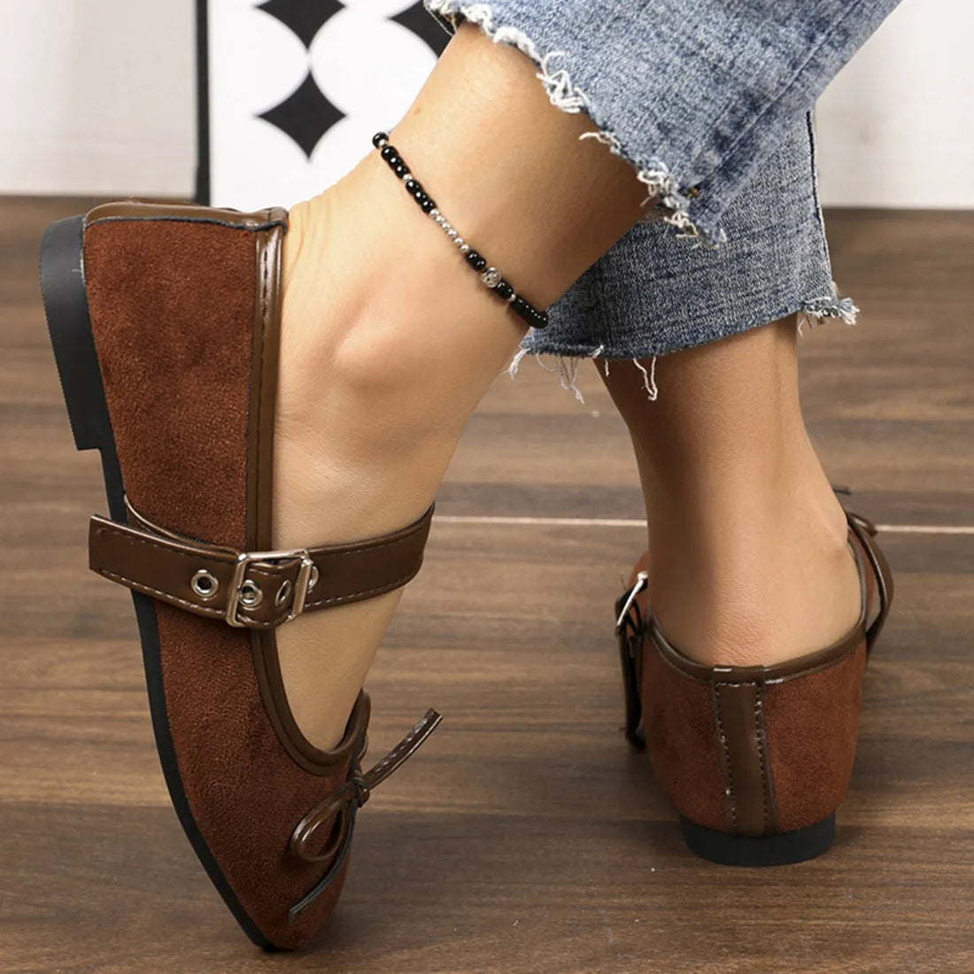 Square Toe Flats Slip On Casual Women's Shoes