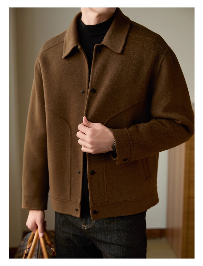 Men's Double Faced Woolen Polo Collar Winter Coat