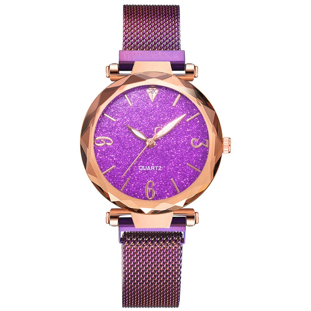 Women's Rose Gold Starry Sky Magnetic Mesh Watch