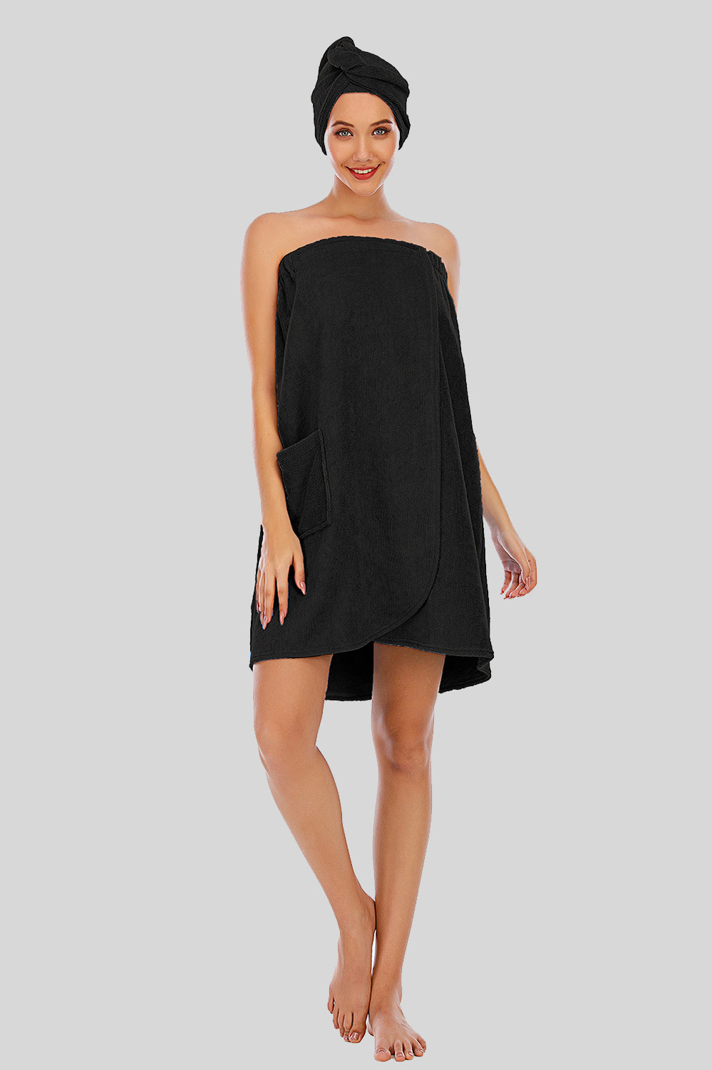 Women's Strapless Robe With Convenient Pocket For Lounging