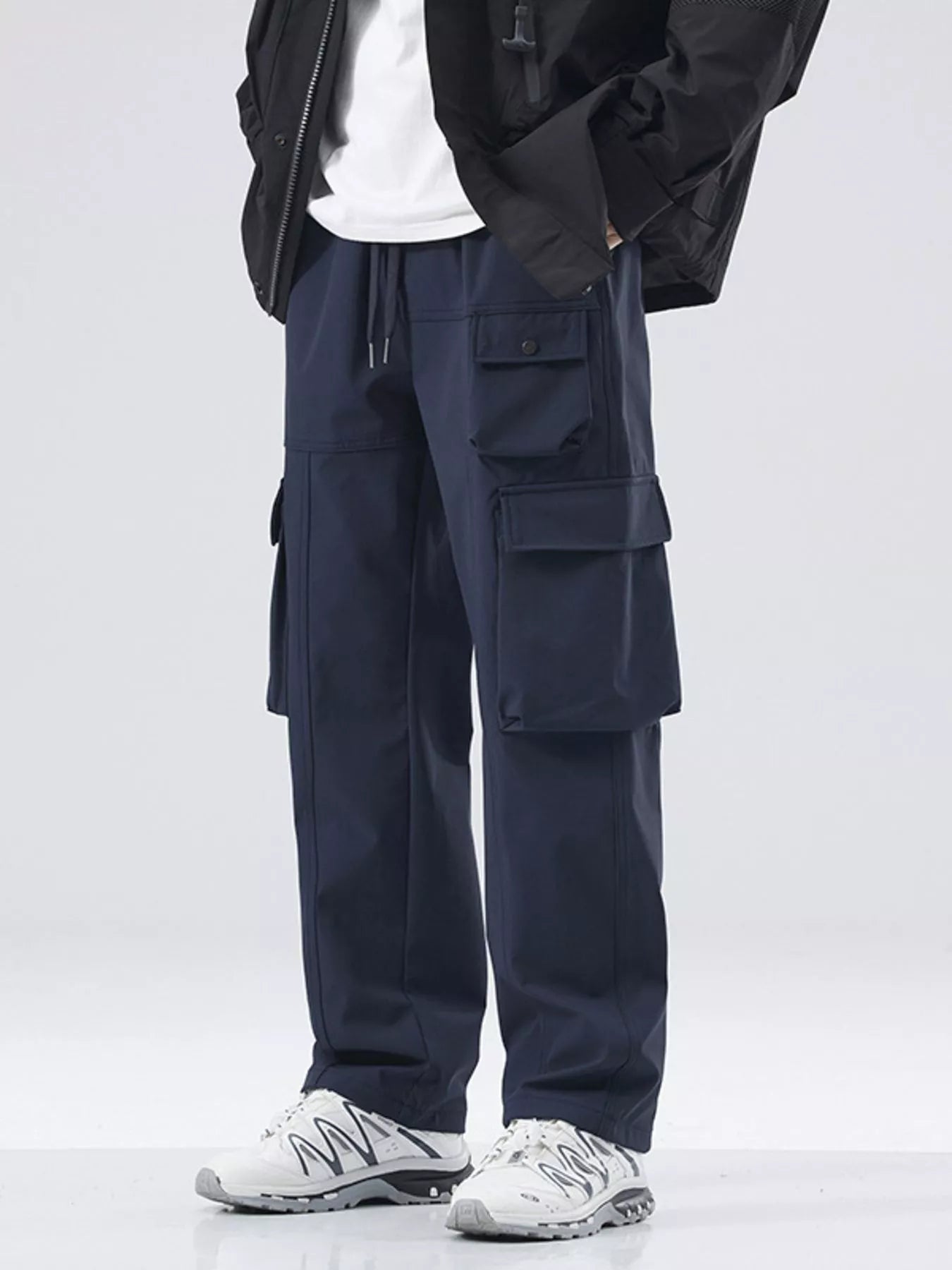 Men's Plus Size Drawstring Wide Leg Casual Pants