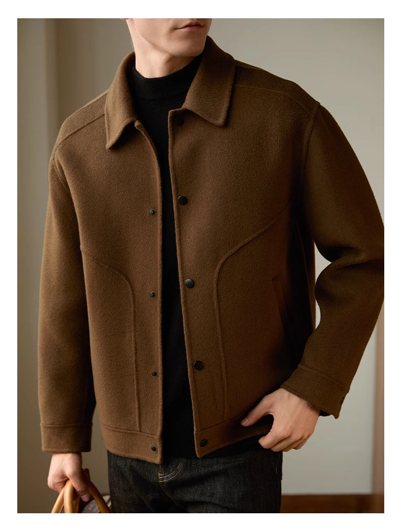Men's Double Faced Woolen Polo Collar Winter Coat