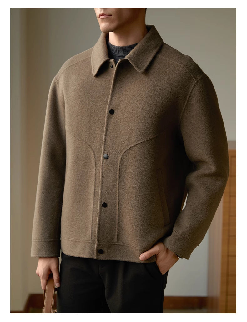 Men's Double Faced Woolen Polo Collar Winter Coat