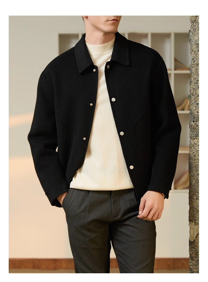 Men's Double Faced Woolen Polo Collar Winter Coat