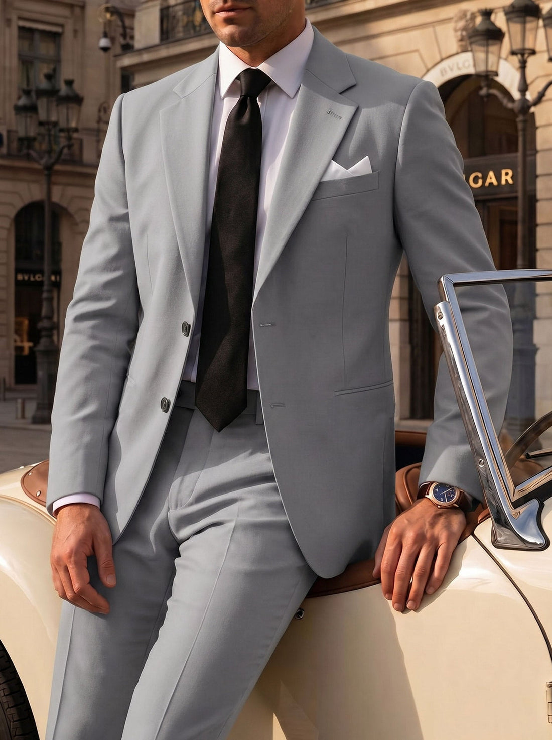 Men's Solid Color Business Formal Suit With Trousers