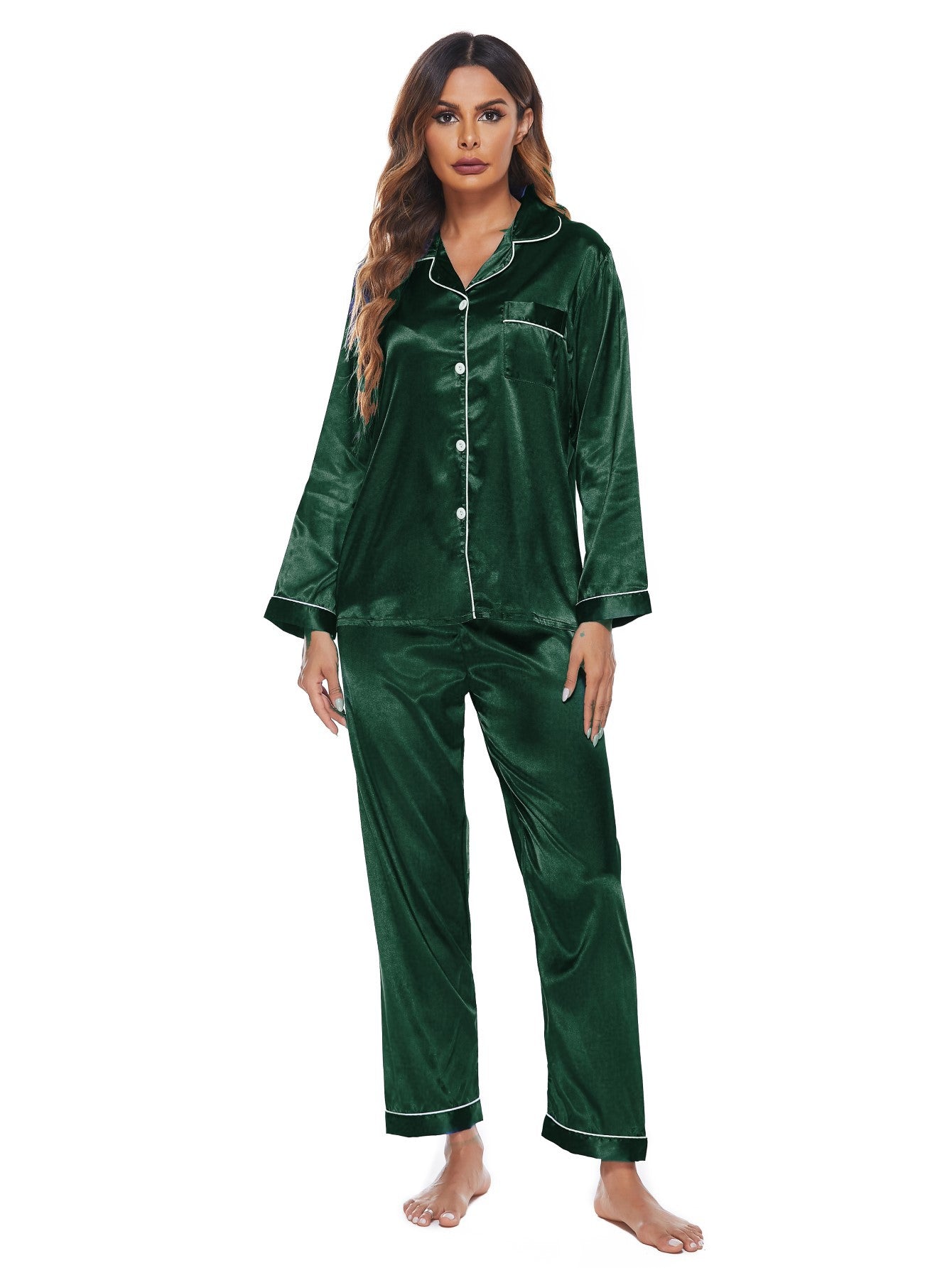 Women's Soft Long Sleeve Button Front Pajama Set