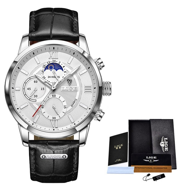 Men's Luxury Leather Quartz Sports Waterproof Watch