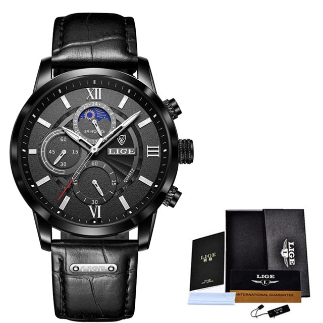 Men's Luxury Leather Quartz Sports Waterproof Watch