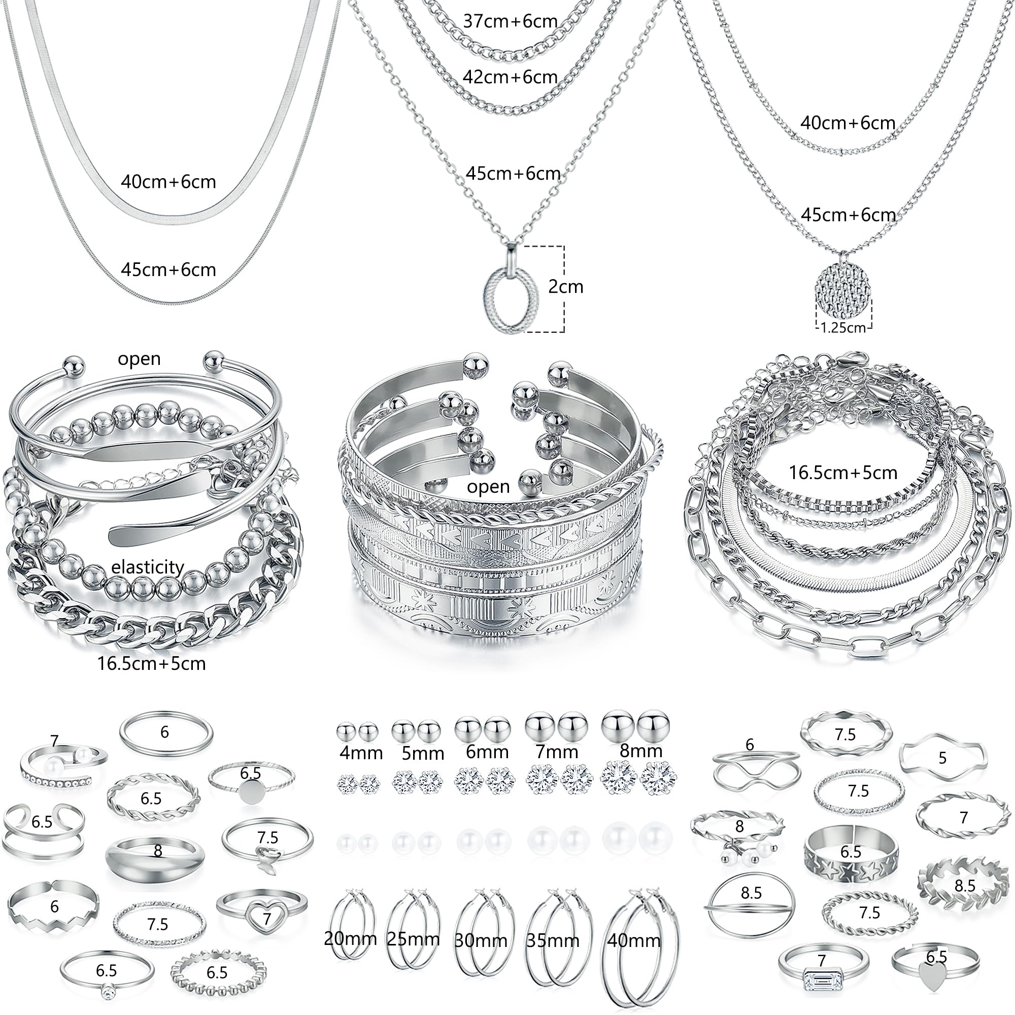 68 Piece Gold Jewelry Set With Necklaces Bracelets