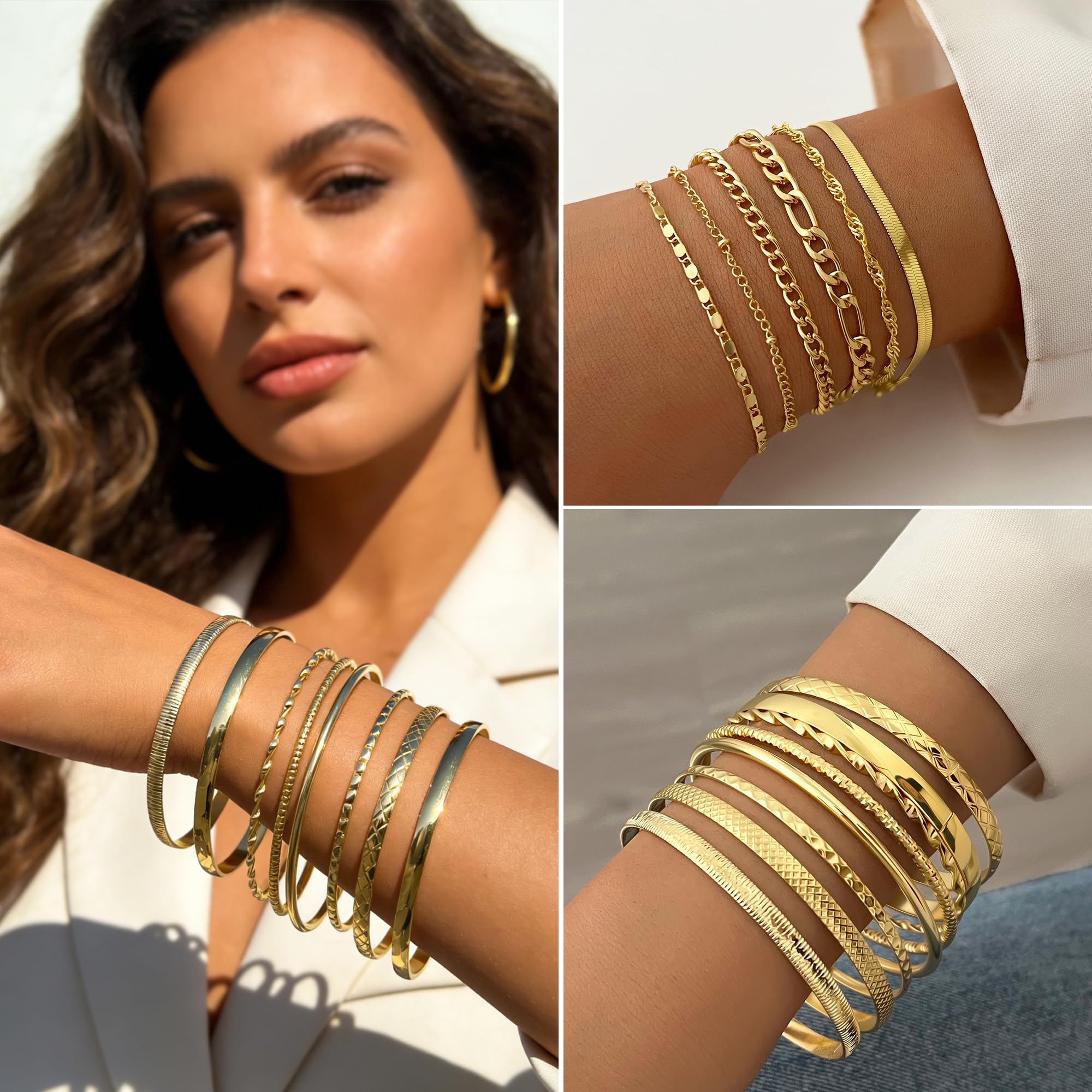 68 Piece Gold Jewelry Set With Necklaces Bracelets