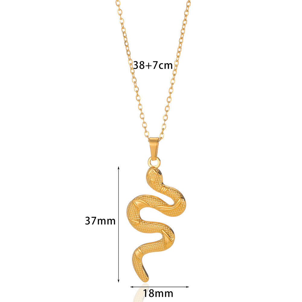 Women's Retro Snake Pendant Gold Plated Stainless Steel Necklace