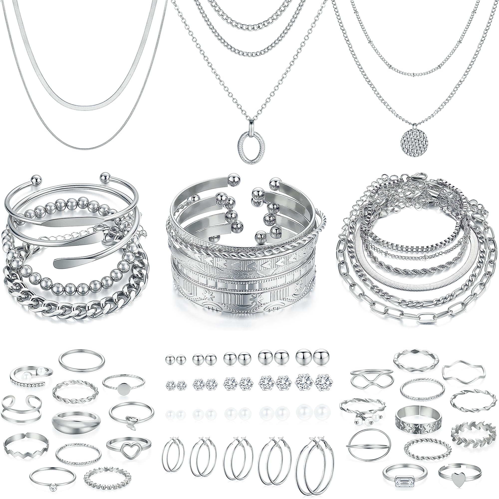 68 Piece Gold Jewelry Set With Necklaces Bracelets