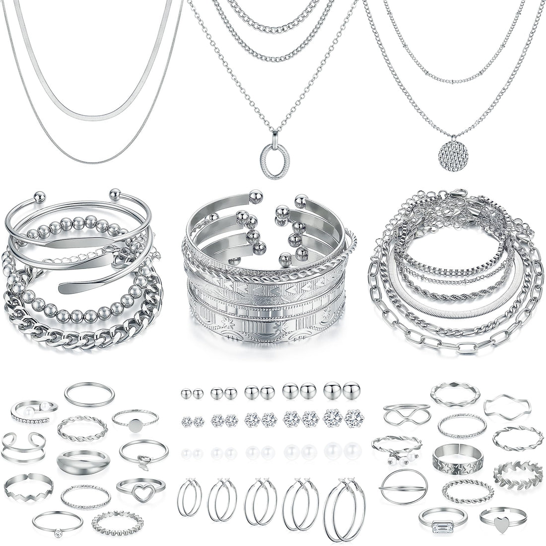68 Piece Gold Jewelry Set With Necklaces Bracelets