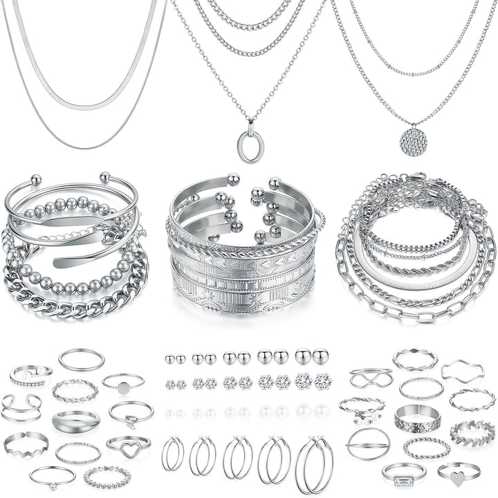 68 Piece Gold Jewelry Set With Necklaces Bracelets