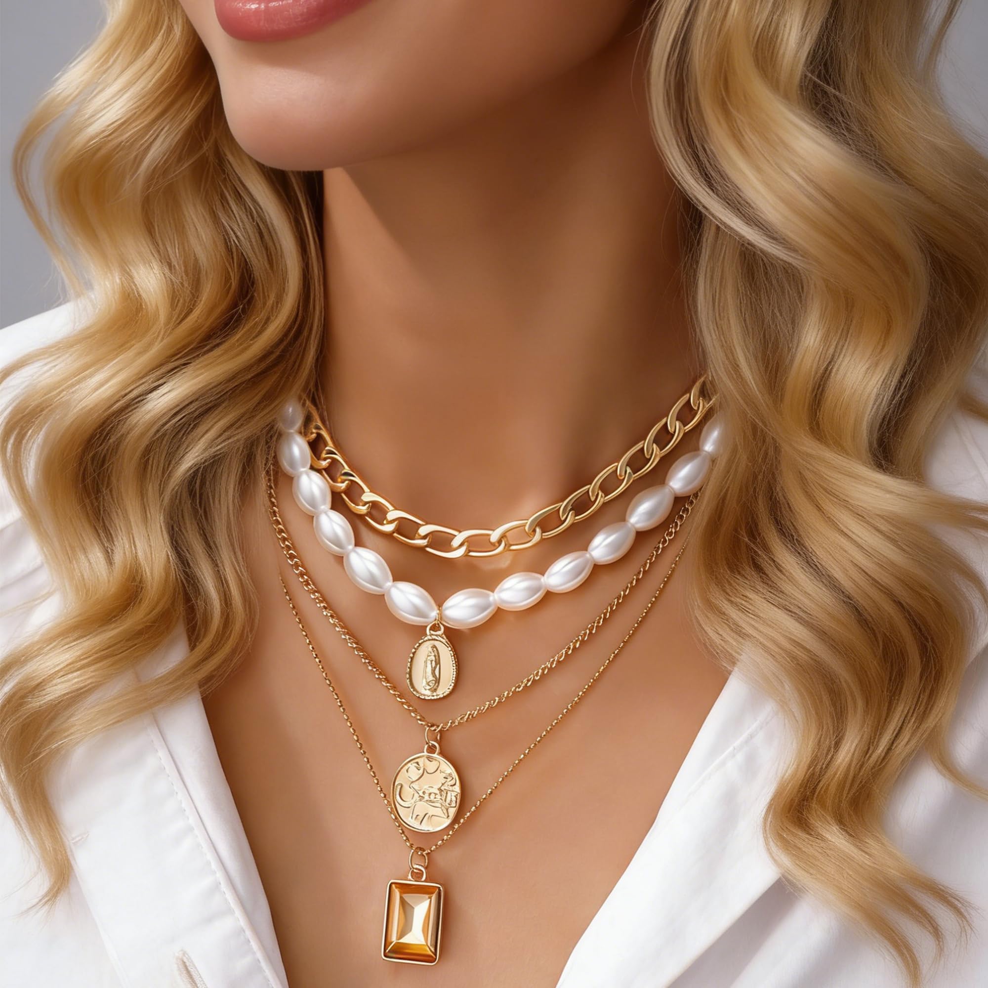 68 Piece Gold Jewelry Set With Necklaces Bracelets