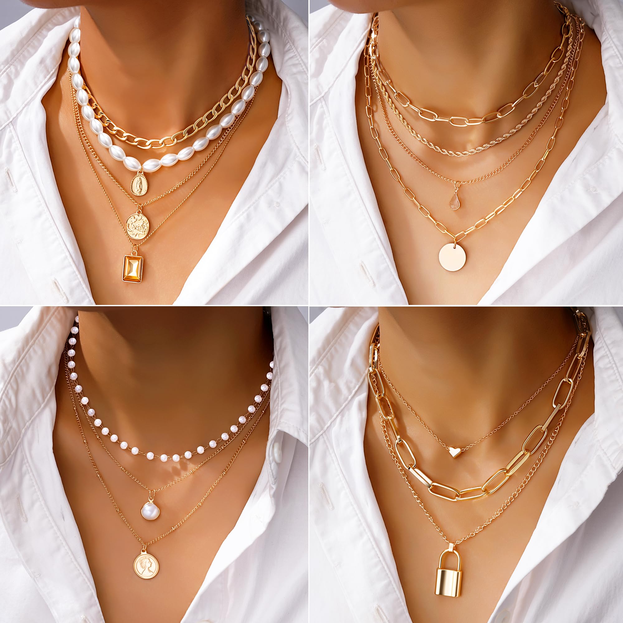 68 Piece Gold Jewelry Set With Necklaces Bracelets