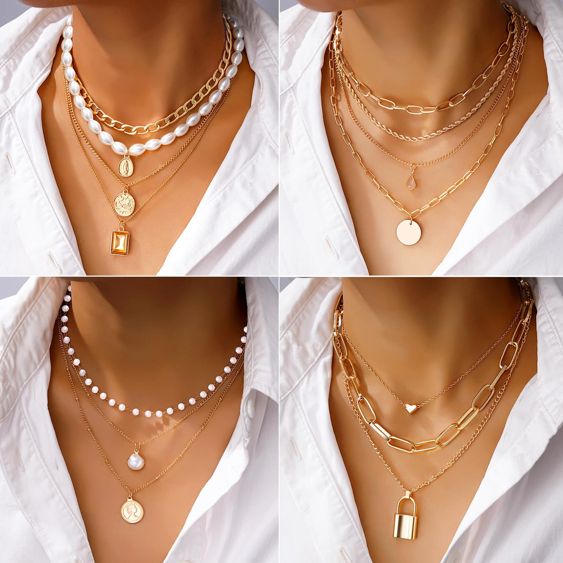 68 Piece Gold Jewelry Set With Necklaces Bracelets