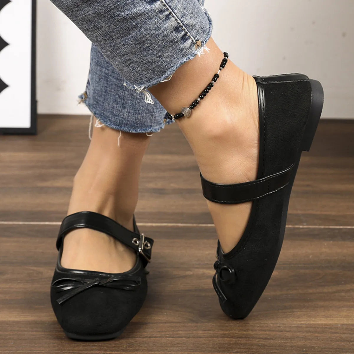 Square Toe Flats Slip On Casual Women's Shoes