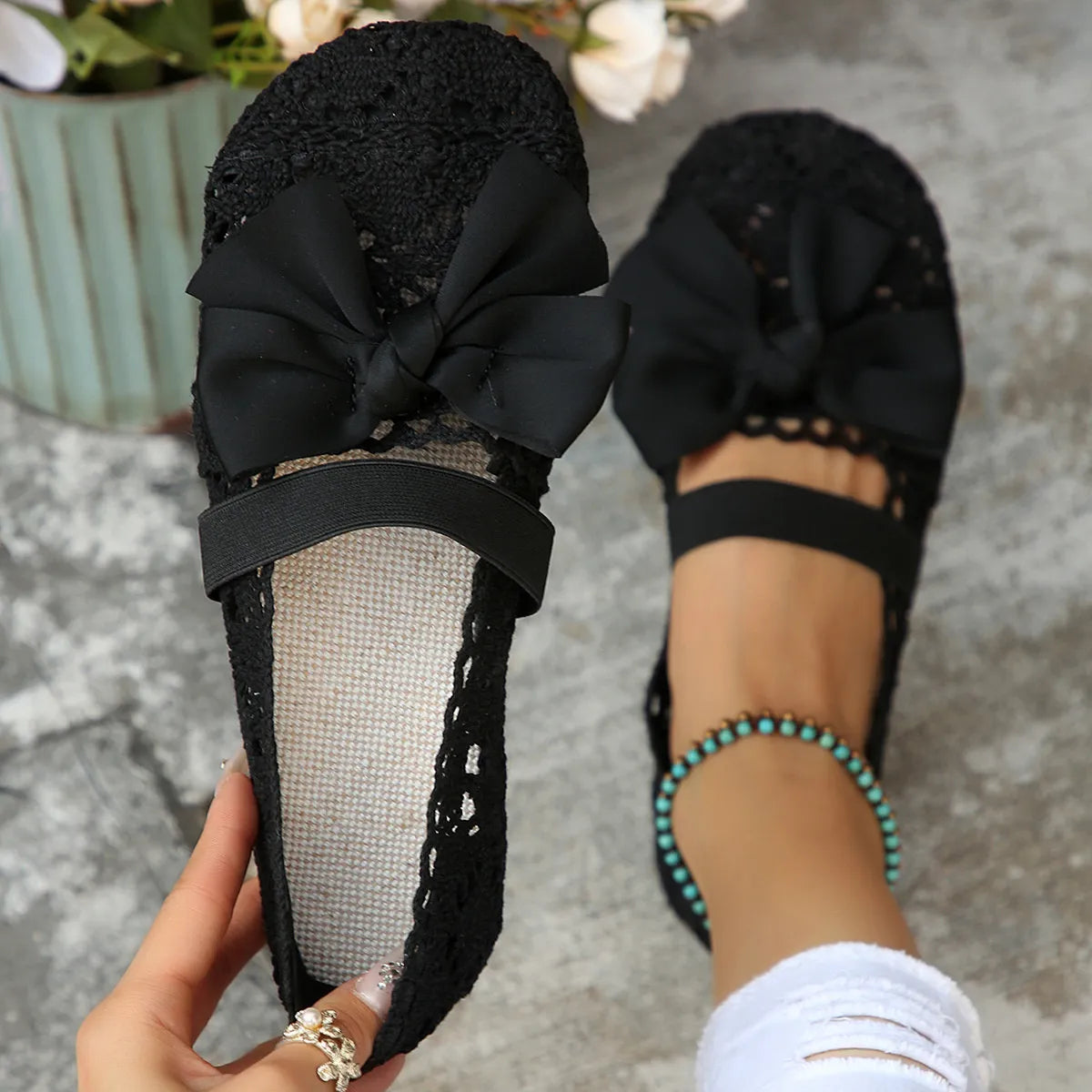 Round Toe Flat Slip On Bow Casual Shoes