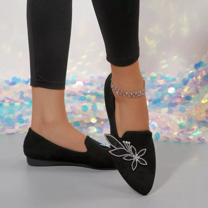 Rhinestone Pointed Toe Flats Slip On Casual Shoes