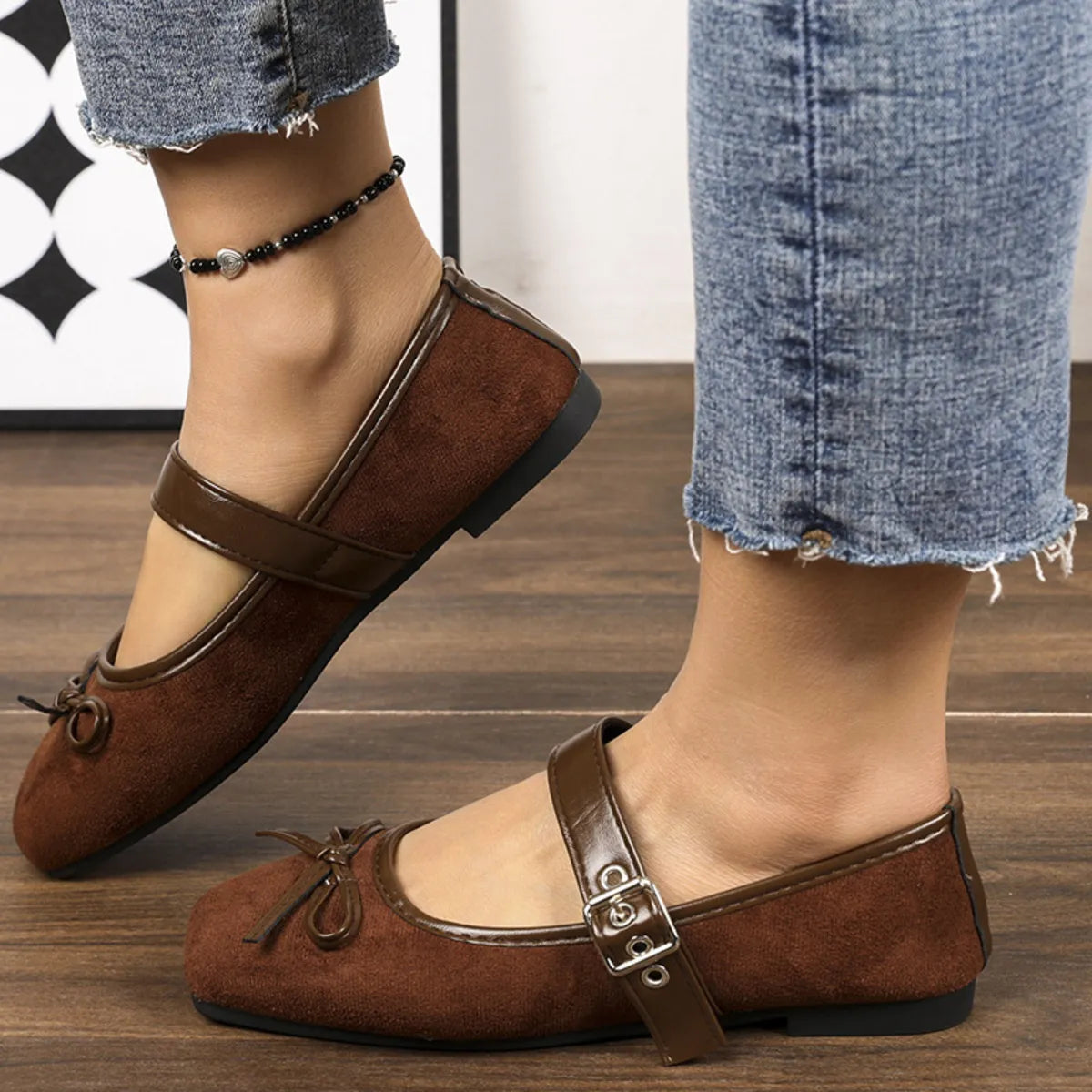 Square Toe Flats Slip On Casual Women's Shoes