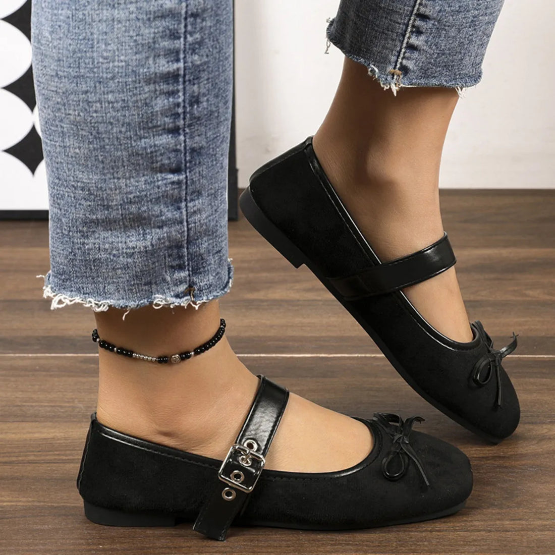 Square Toe Flats Slip On Casual Women's Shoes
