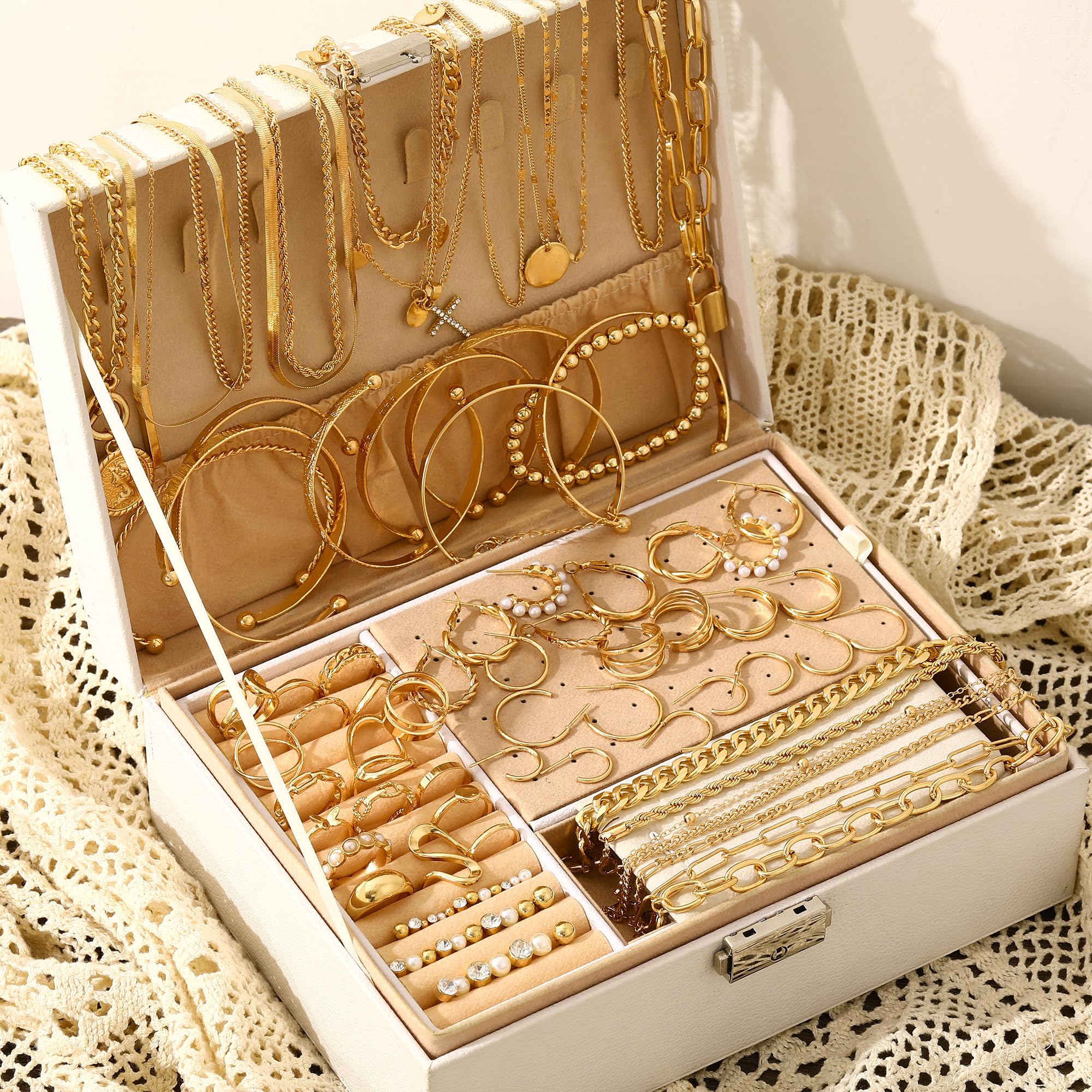 68 Piece Gold Jewelry Set With Necklaces Bracelets