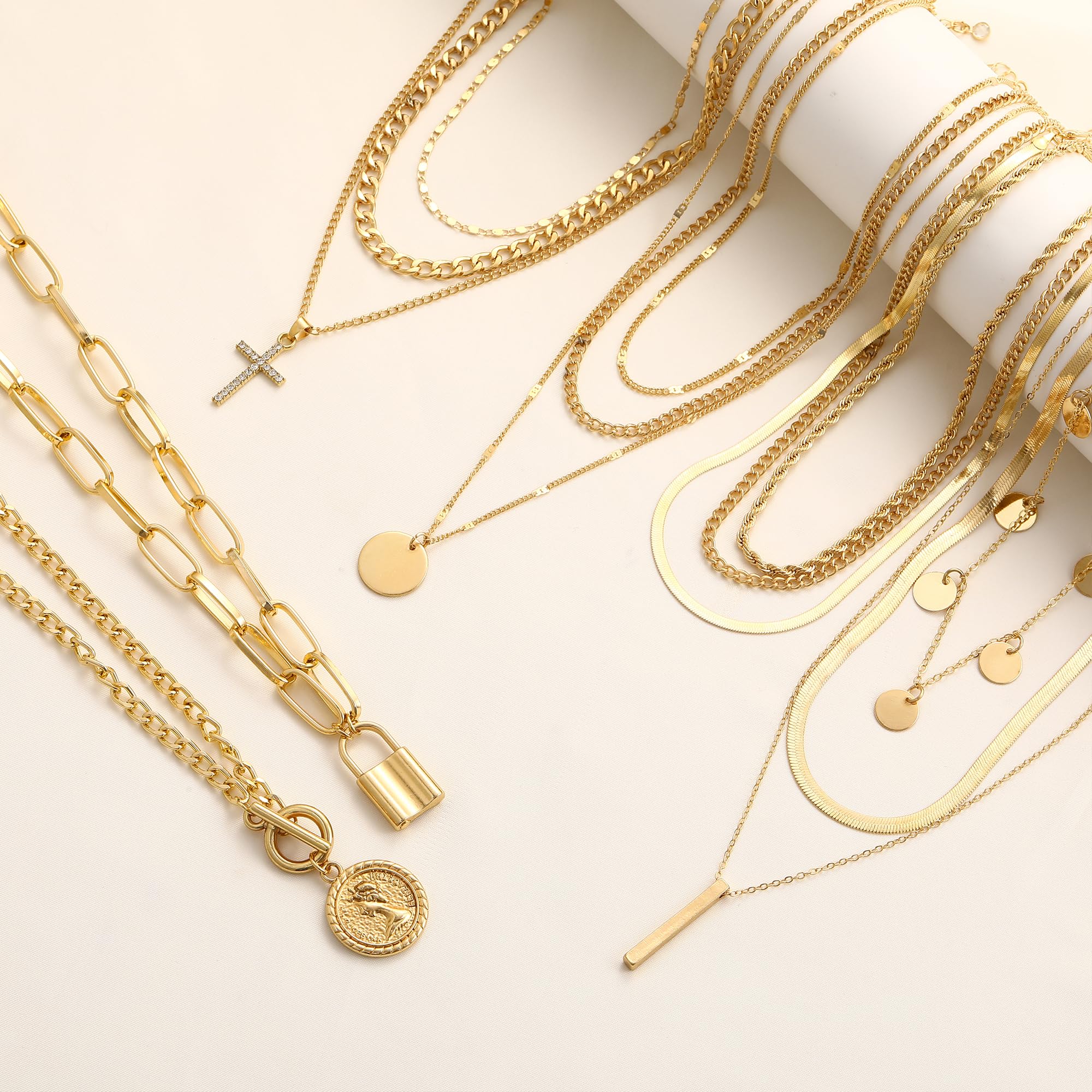 68 Piece Gold Jewelry Set With Necklaces Bracelets
