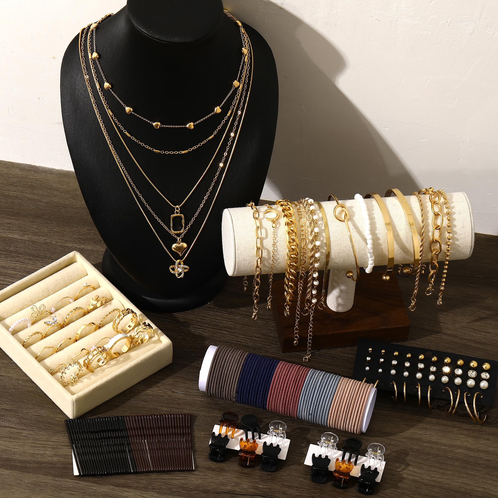 68 Piece Gold Jewelry Set With Necklaces Bracelets