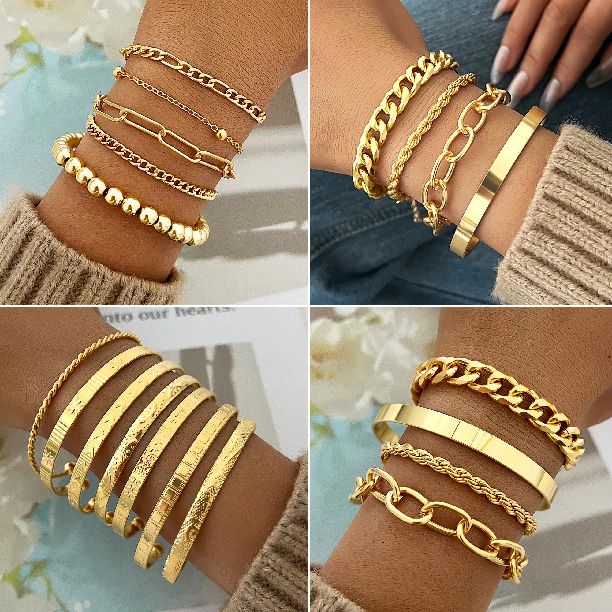 68 Piece Gold Jewelry Set With Necklaces Bracelets